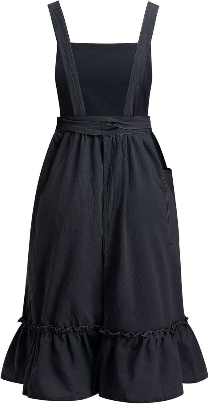 ODIZLI Frill Apron for Women Cotton Cross Back Vintage Ruffle Apron for Garden Cooking Aprons