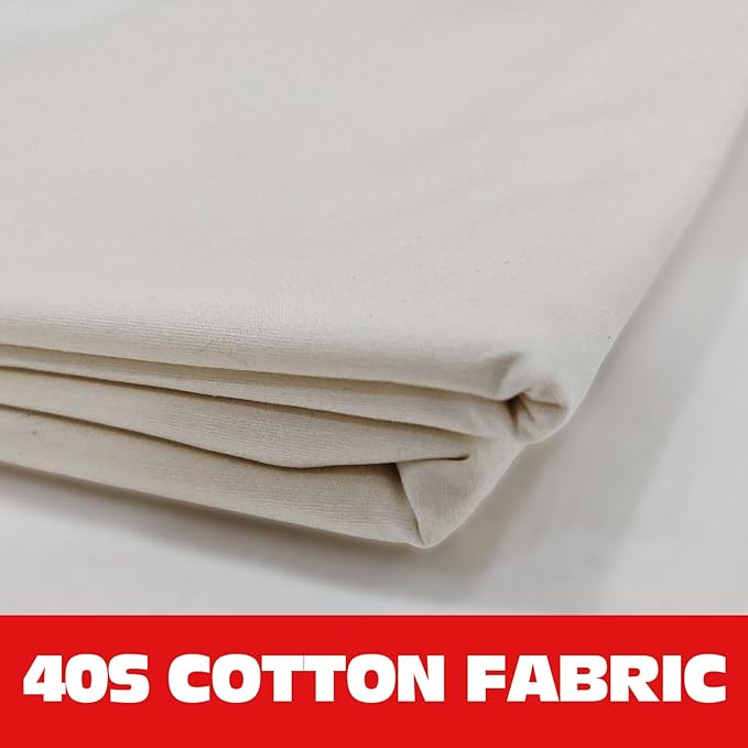 100% Ivory Cotton Fabric for Sewing by 3 Yard, 59”Width Quilting Fabric Medium Weight 5.8 oz, Muslin Fabric by The Yard, Embroidery Cloth