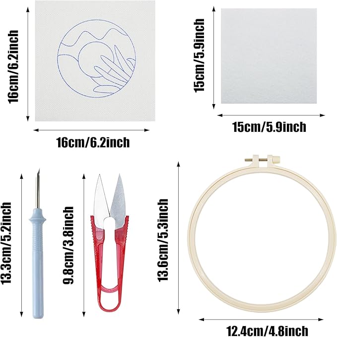 Allazone Punch Needle Kits, Punch Needle Coasters Kit, Punch Embroidery Kit with Felt Yarns Hoop Tools for DIY Coaster Crafts (Flowers)
