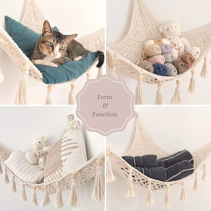 Sasa Baby and Toddler Macrame Toy Hammock for Stuffed Animals - Plushie Toy Hammock for Baby Girl Nursery Decor, Plush Hammock, Stuffy Hammock, Hanging Stuffed Animal Organizer, Sweet Pink