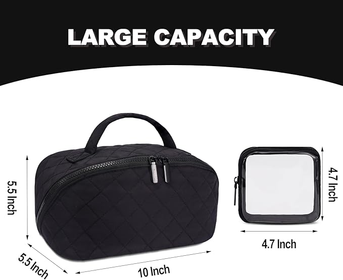 SXS LACONIC Makeup Bag,Quilted Puffer Cosmetic Bags,Travel Toiletry Bag for Women,Large Capacity Waterproof Make up Bag Set