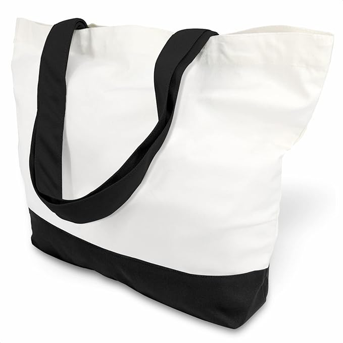 TOPDesign 12-Pack Super Strong Large 12oz Cotton Canvas Tote Bags, Reusable Grocery Shopping Cloth Bags, Fashionable Two-Tone Totes for Crafts, DIY Your Creative Designs