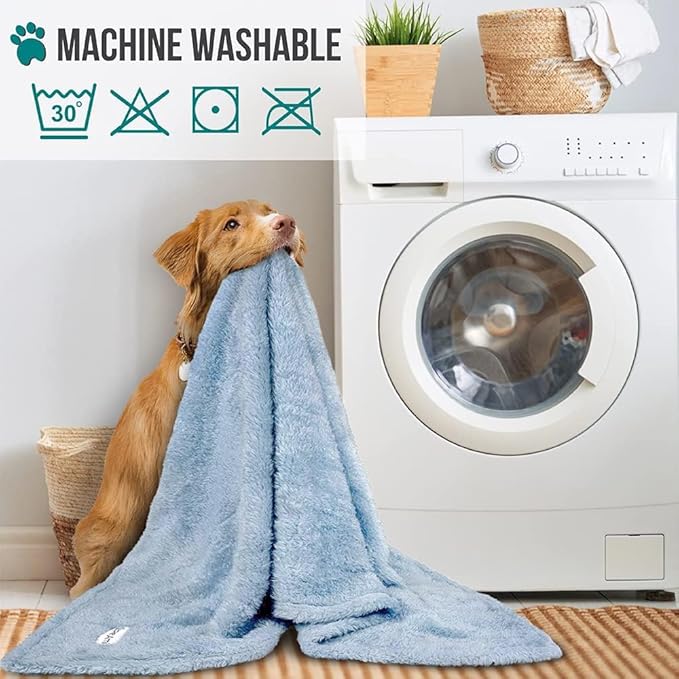 PetAmi Dog & Cat Blanket - Fluffy Soft, Sherpa Fleece, Calming, Washable, Blue, Medium 29x40