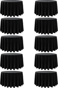 10-Pack Black Round Tablecloths, 108 Inches, Stain-Resistant Polyester for 4-5 Ft Round Tables - Washable Table Covers for Weddings, Banquets, Birthday Parties, Events