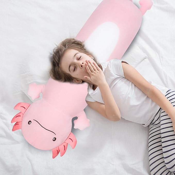 Dalmao 36" Giant Pink Axolotl Stuffed Animal, Cute Soft Long Axolotl Plush Large Body Pillow Big Squishy Plushies Toy, Gift for Kids, Boys, Birthdays