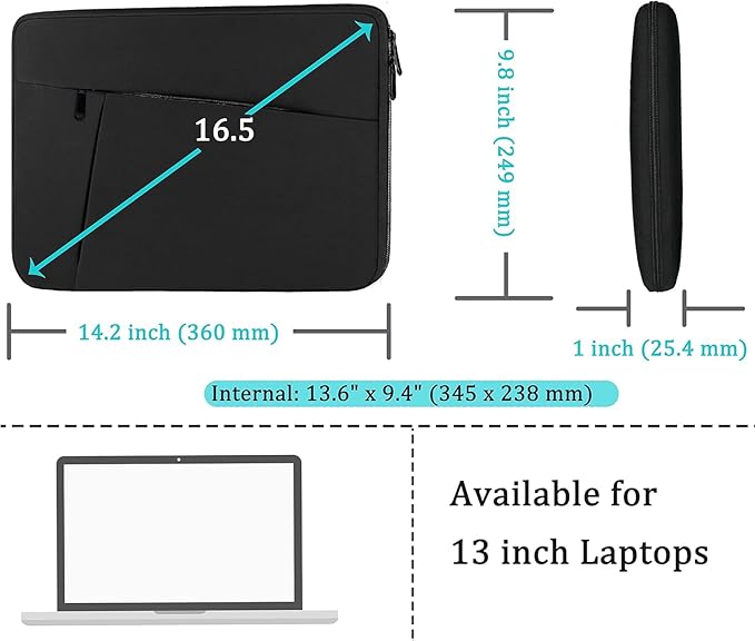 Laptop Case Sleeve 13-13.3 inch, Protective Laptop Carrying Cover Handbags Computer Bag Compatible with MacBook Pro 14 Inch,MacBook Air, Notebook Bag with Front Pocket, Black