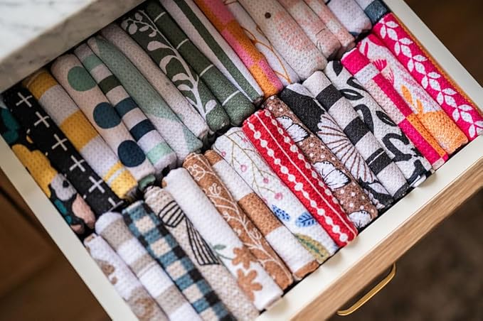 Desert Aqua || 2 Pack Double Sided || Waffle Weave Microfiber || Tea Towels || Highly Absorbent || Hanging Loop || Dish Cloths || Modern || Designer Prints || Double Sided || Cheetah & Stripes