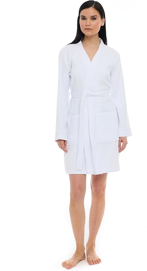 Seritaine Short Robes for Women, 100% Turkish Cotton Womens Robe, Luxury, Terry Cloth Long Spa Bathrobe