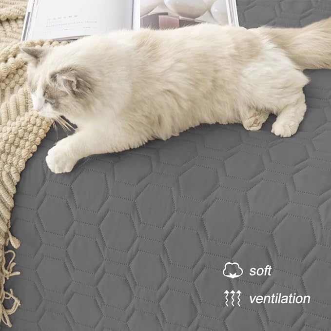 Tcksstex Waterproof and Non-Slip Dog Bed Cover and Pet Blanket Sofa Pet Bed Mat ，car Incontinence Mattress Protectors Furniture Couch Cover for Most Cats Dogs, Pets（82x102-Dark Grey）