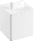 MEIBOOCH PU Leather Tissue Box Cover Square Tissue Box Holder with Magnetic Closure (White)