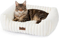 ZOMISIA Large Cat Beds - Orthopedic Dog Bed for Medium Dogs, Rectangle Pet Bed with Fluffy Removable Washable Cover, 25x21x9inches, Cream