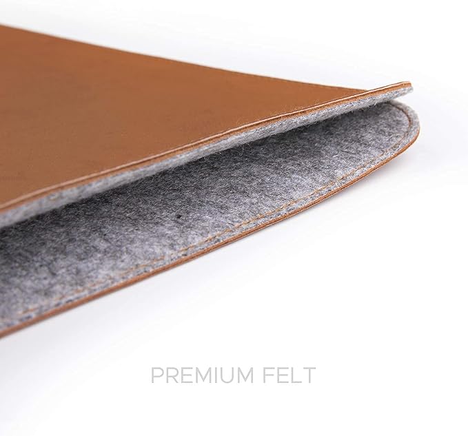 Comfyable Laptop Sleeve 14 Inch Precisely Compatible with MacBook Pro M5 M4 M3 M2 M1 Pro/Max 2025, Faux Leather Cover Case 14 in, Brown