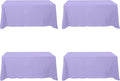 BRILLMAX 4 Pack Lavender Tablecloths for 6 Foot Rectangle Tables 90 x 132 Inch - 6ft Rectangular Bulk Linen Polyester Fabric Washable Cloth Cover for Wedding Reception Banquet Birthday Party