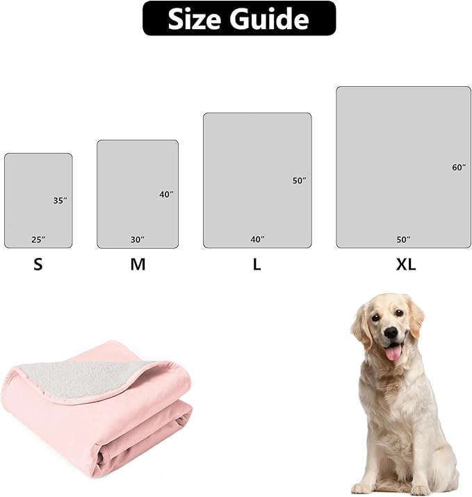 Bigbeer Waterproof Dog Blankets for Small Dogs, Washable Pet Blanket for Indoor Cats, Plush Sherpa Puppy Throw Furniture Protector for Bed Couch Sofa(25"x35",S,Pink)