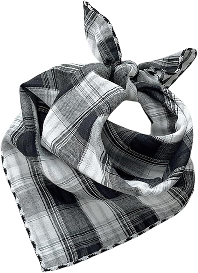 Pemilosci Double Layers Two Tones Dog Cotton Square Bandana Bibs Scarf Kerchief for Small Medium Dogs Boy or Girl - DCB05 B&G