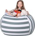 WEKAPO Stuffed Animal Storage Bean Bag Chair Cover for Kids | Stuffable Zipper Beanbag for Organizing Children Plush Toys Large Premium Cotton Canvas (Grey, XX-Large)