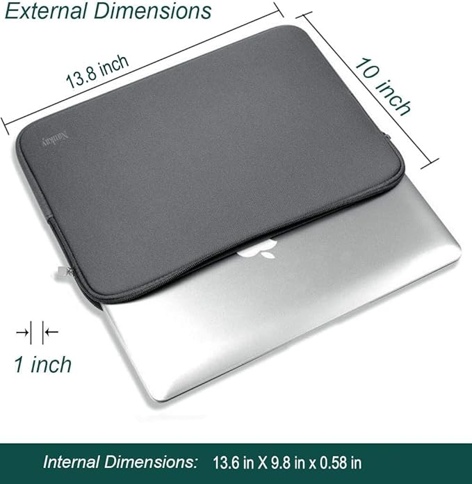 Laptop Sleeve Case 14 Inch, Resistant Neoprene Laptop Cover/Notebook Computer Pocket Case/Tablet Briefcase Carrying Bag for 14 inch HP, Lenovo, Asus Notebook, Ultrabook, Grey