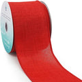 CT CRAFT LLC Burlap Fabric Wired Ribbon 2.5 Inch x 10 Yards Red for Christmas Home Wedding Decor Gift Wrapping Tree Topper Bow Wreath Bouquet DIY Crafts