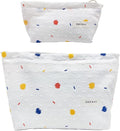 getgto 2 Pcs Makeup Bags, Large Cosmetic Bag Travel Toiletry Bag Organizer for Women, Embroidery Craft, Floral Makeup Bag Small Cosmetic Pouch Purse with Zipper, Gifts for Girls Teen (Colorful Dots)