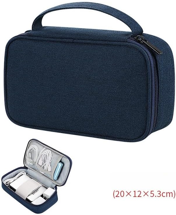 Portable Tech Accessories Organizer – Travel Cable, Charger, and Gadget Storage Carrying Case Navy Blue, Black and Grey (Dark Blue)