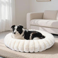 Vhen When Warming Faux Rabbit Fur Pet Beds – Luxurious Donut Dog & Cat Bed, Anti-Anxiety Calming Cuddler Bed for Small Medim Dogs, Washable Round Puppy Kitten Beds, Non-Slip Bottom(31x31x8, White)