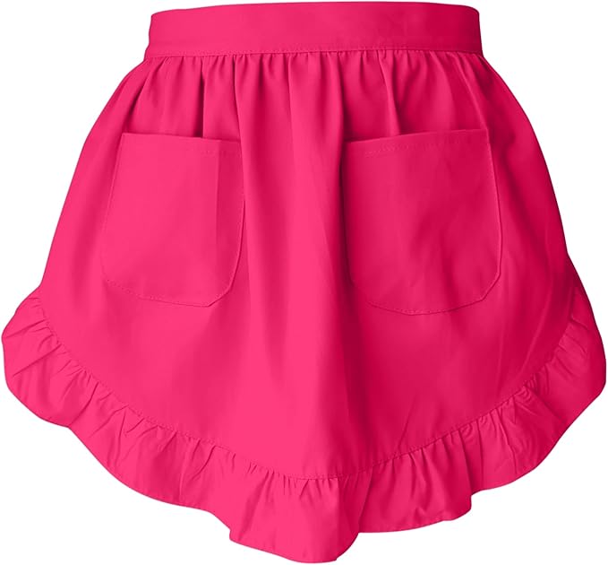 CRB Fashion Waist Apron Kitchen Cooking Restaurant Cotton Bistro Half Aprons with Pockets For Woman