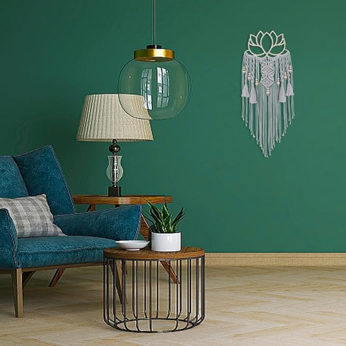 FREEBLOSS 2 Set DIY Macrame Lotus Wall Hanging Kit Macrame Tapestry Kit with Instructions Wooden Frames for Adults Beginners Lotus Wall Hanging Decor for Living Room Bedroom