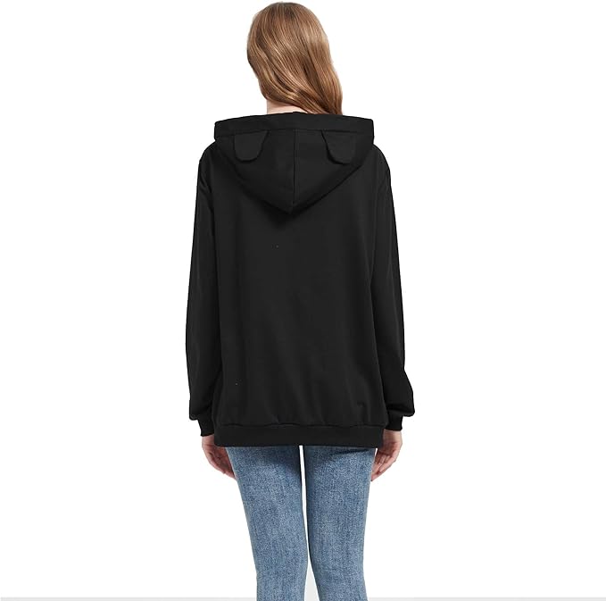 Gets Pet Cat Dog Pouch Hoodie Kitten Puppy Holder Carrier Long Sleeve Kangaroo Pocket Hoodie Unisex (Black,XXXL)