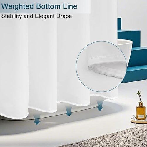 AooHome Fabric Shower Curtain, 36 Width x 72 Height Inch Stall Size Bathroom Curtain for Hotel, Waterproof, White