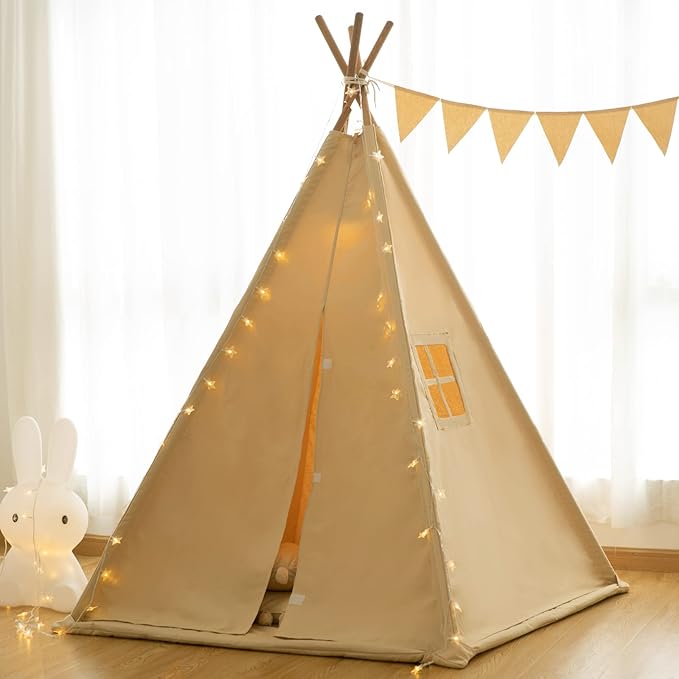 RongFa Teepee Tent for Kids-Portable Children Play Tent Indoor Outdoor (Khaki)