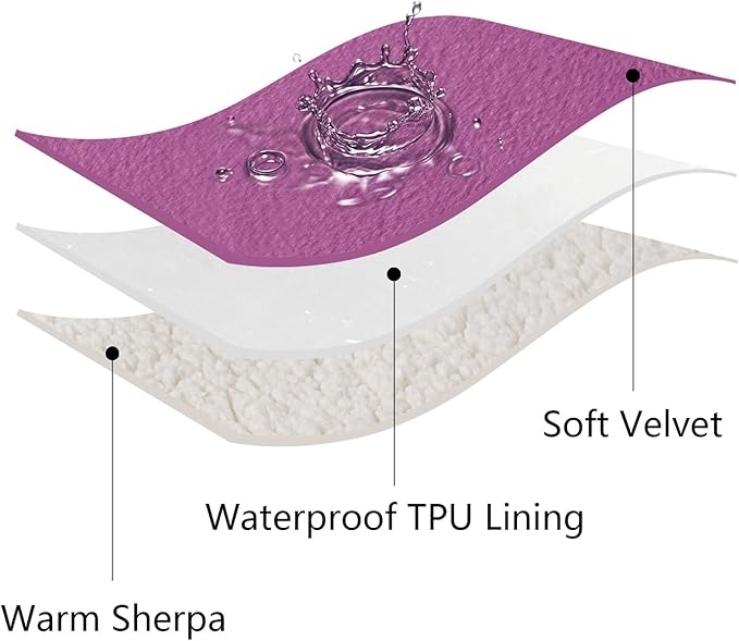 Bigbeer Waterproof Dog Blankets for Large Dogs, Washable Pet Blanket for Indoor Cats, Plush Sherpa Puppy Throw Furniture Protector for Bed Couch Sofa(40"x50",L,Purple)