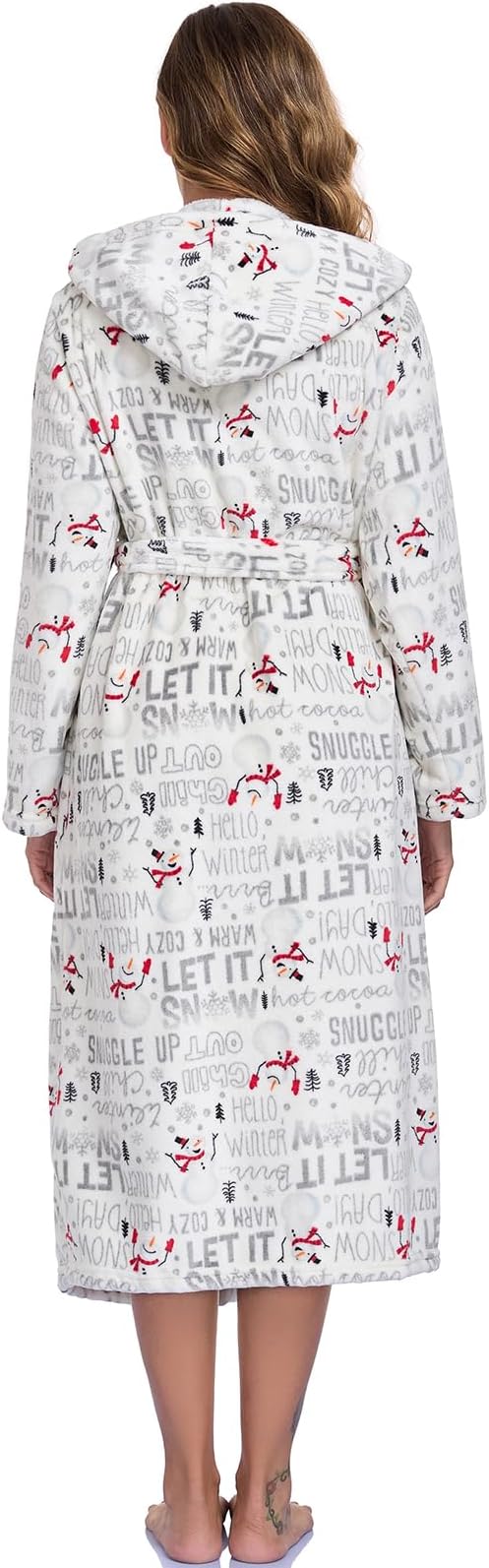 RONGTAI Womens Robes Plush Fleece Hooded Bathrobe Thick Nightgown with Pockets Fluffy Sleepwear