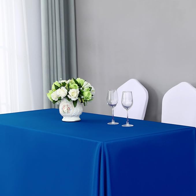 Rectangle Stain and Wrinkle Resistant Washable Polyester Table Cloth, Decorative Fabric Table Cover for Dining Kitchen Tables, Parties and Camping, 54 x 108 Inch,4 Pack,Blue