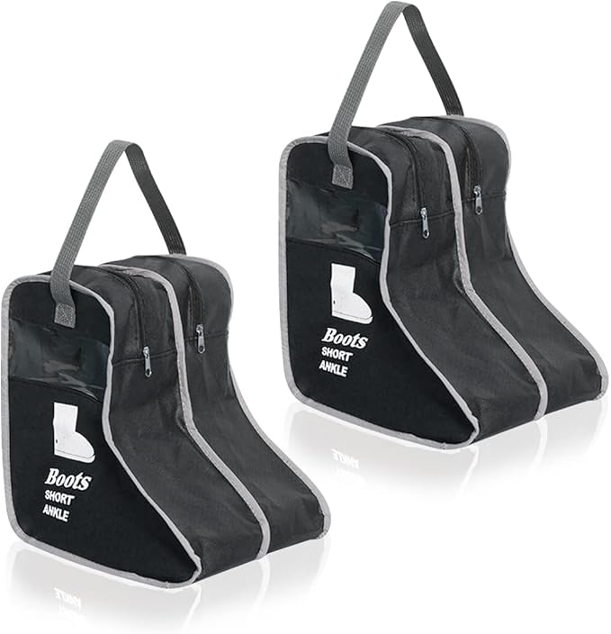 KOVOSCH 2 Pack Portable Boots Storage Bag, Black Shoe Bags for Storage and Travel Dust Proof Travel Shoe Bags for Packing (Medium)