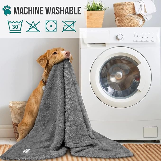 PetAmi Dog Blanket for Large Medium Dogs Grey, Fluffy Soft Puppy Blanket, Sherpa Fleece Cat Blanket for Kitten Doggie, Calming Pet Blanket Throw for Bed Washable Sofa Couch Cover, Large 40x60