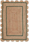Scallop Pattern Jute Bohemian Area Rug (Green, 2'x3')