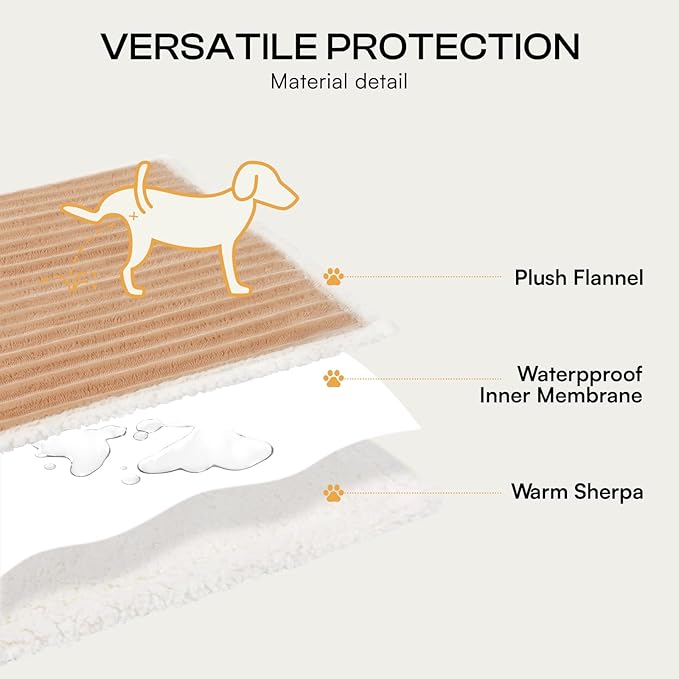 Luciphia Waterproof Dog Blanket for Large Dogs Ultra-Soft Calming Cut Pile Flannel Throw Durable & Warm Furniture Protection for Couch Bed Pet Blanket Machine Washable Warm Caramel,L(65''x57'')