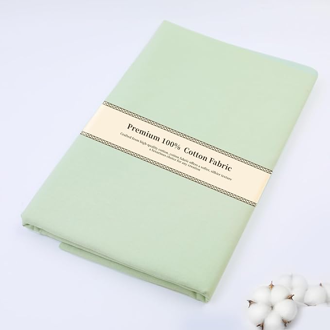 Cotton Fabric Natural Cotton Poplin Fabric by The Yard 100% Cotton, 59 Inches Wide Soft Embroidery Fabric Material for Quilting, Sewing, Crafts, Binding, Backing and Lining (Sage Green, 3 Yard)