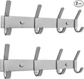 SAYONEYES Brushed Nickel Coat Rack Wall Mount with 4 Double Hooks for Hanging – 12 Inch Heavy Duty SUS304 Stainless Steel Rustic Coat Hooks – Clothes, Purse, Towel Wall Hooks – 2 Pack