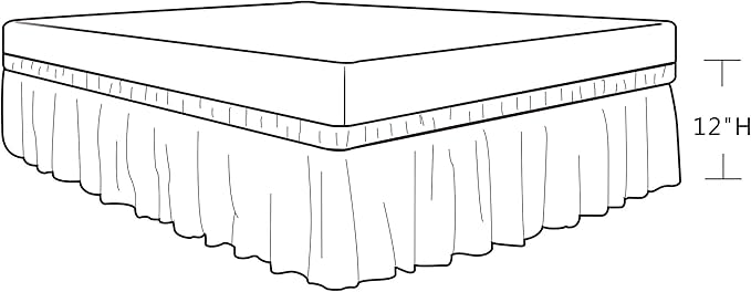 Biscaynebay Wrap Around Bed Skirts for King & Cal King Beds Short Drop of 12", Lavender Adjustable Elastic Dust Ruffles Easy Fit Wrinkle Resistant Silky Luxurious Fabric Machine Washable