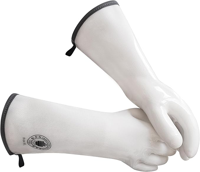 Silicone Oven Gloves- 15" Extra Long, Heat Resistant Oven Gloves with Fingers, Kitchen Oven Mitts Smoker Gloves for Baking, Grilling, Cooking, Food Grade, Waterproof (10/XL)