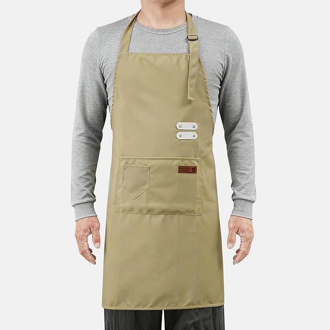 Vinchef New Soft Canvas Apron, Adjustable Neck Strap, Large Pocket, Unisex Kitchen Apron, Cooking Aprons for Women and Men