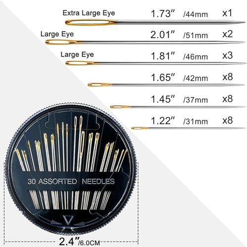 60Pack Sewing Needles for Hand Sewing Repair, 6 Sizes Assorted Needles with 4 Threaders, Hand Sewing Needles, Large Eye Stitching Needles, Embroidery Needles, Sewing Sharp Needles(Pink&Black 60PCS)