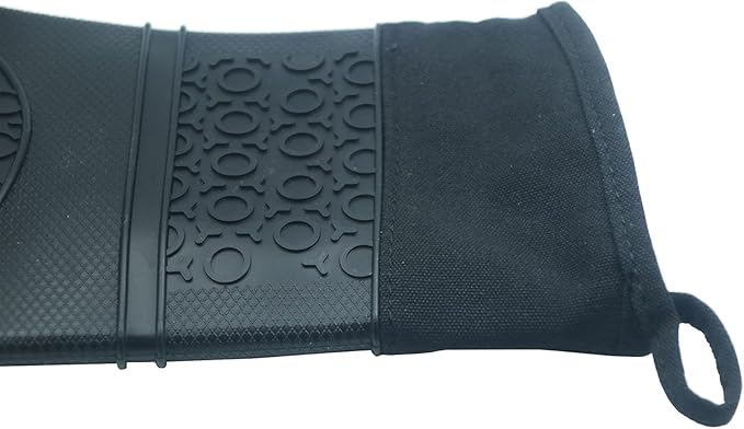 YUANQIAN 2 Pack Long Silicone Oven Mitts,Heat Resistant Oven Gloves with Cotton Lining,for BBQ,Baking,Cooking and Grilling (14.2 Inch)