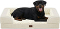 Casa Paw Orthopedic Dog Beds for Extra Large Sized Dogs, Waterproof Memory Foam XL Pet Bed with Sides 48x30Inch, Non-Slip and Egg-Crate Foam Big Dog Couch Bed with Removable Washable Cover, Beige