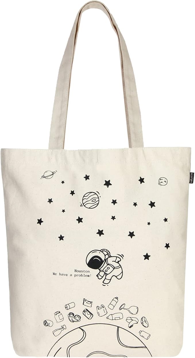 Ecoright Tote Bag for Women with Zipper, Small Tote Bag, Canvas Bag, Reusable Cotton Bag for Beach, Grocery, School & Work