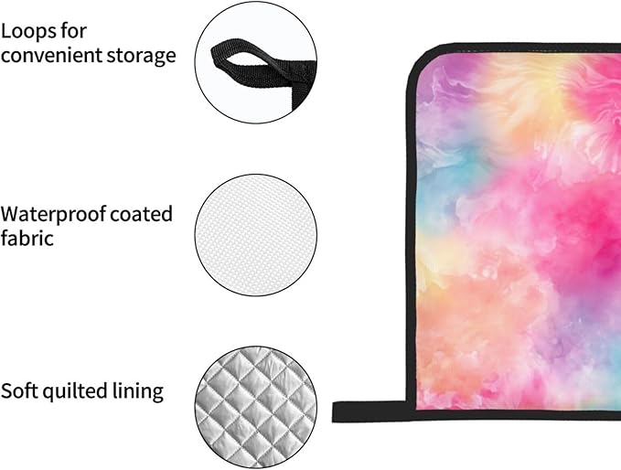 Oven Mitts and Pot Holders Sets of 4 Tie Dye Colorful Galaxy Kitchen Potholder Gloves Heat Resistant Non-Slip for Chef Baking Cooking Grilling BBQ Mittens