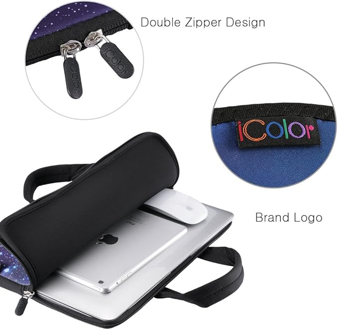 iColor 14 15 15.4 15.6 inch Laptop Handle Bag Computer Protect Case Pouch Holder Notebook Sleeve Neoprene Cover Soft Carring Case for MacBook Dell Lenovo Toshiba HP Chromebook ASUS Acer Black ICB-11