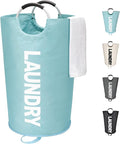Maxsilan 125L X-Large Laundry Basket, Freestanding Tall Clothes Hamper, Collapsible Laundry Bag, Light Blue
