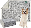 Qeils Dog Blankets for Small Dogs - Waterproof Pet Blanket Washable - Sherpa Fleece Puppy Blanket, Soft Plush Reversible Dog Blanket for Bed Couch Car Sofa, 30"X40", Grey Paw Print